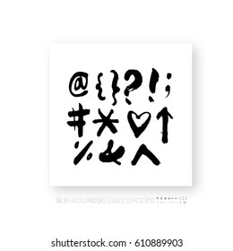Hand drawn alphabet & number - vector