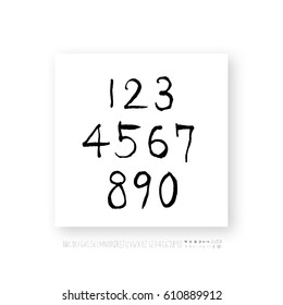 Hand drawn alphabet & number - vector