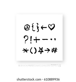 Hand drawn alphabet & number - vector
