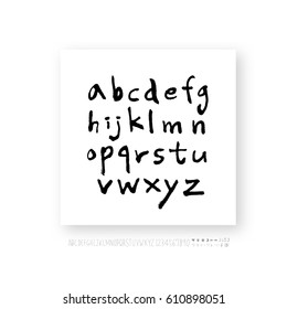 Hand drawn alphabet & number - vector