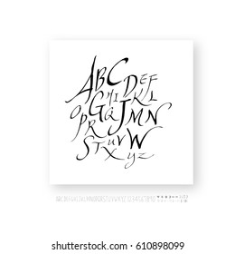 Hand drawn alphabet & number - vector