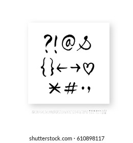 Hand drawn alphabet & number - vector
