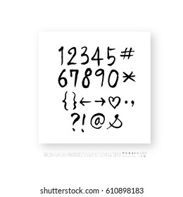 Hand drawn alphabet & number - vector