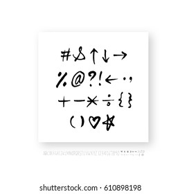 Hand drawn alphabet & number - vector