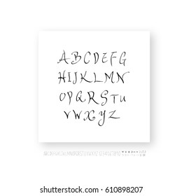 Hand drawn alphabet & number - vector