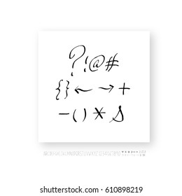 Hand drawn alphabet & number - vector