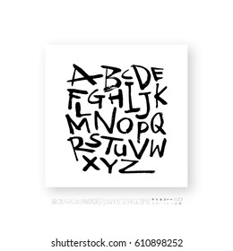 Hand drawn alphabet & number - vector