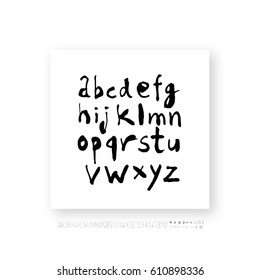 Hand drawn alphabet & number - vector