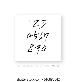 Hand drawn alphabet & number - vector