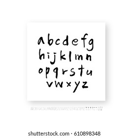 Hand drawn alphabet & number - vector