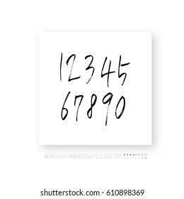 Hand drawn alphabet & number - vector