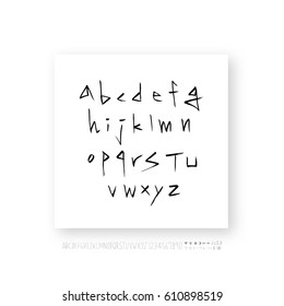 Hand drawn alphabet & number - vector