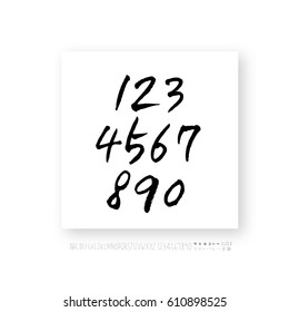 Hand drawn alphabet & number - vector