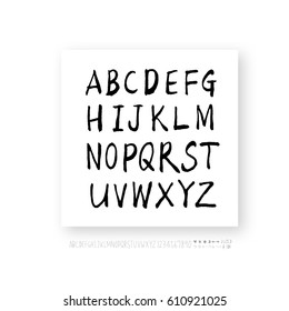 Hand drawn alphabet & number - vector