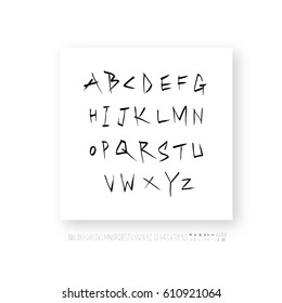 Hand drawn alphabet & number - vector