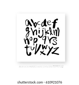 Hand drawn alphabet & number - vector