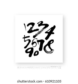 Hand drawn alphabet & number - vector
