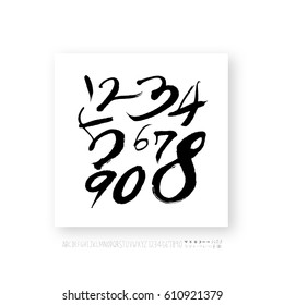 Hand drawn alphabet & number - vector