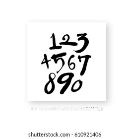 Hand drawn alphabet & number - vector