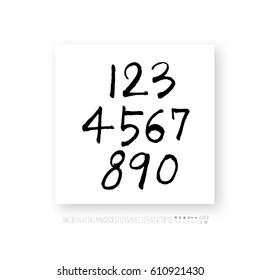 Hand drawn alphabet & number - vector