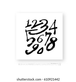 Hand drawn alphabet & number - vector
