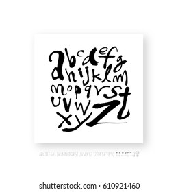 Hand drawn alphabet & number - vector