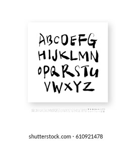 Hand drawn alphabet & number - vector