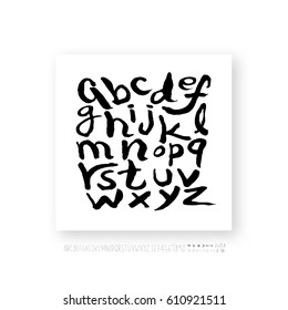 Hand drawn alphabet & number - vector