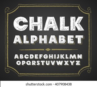 Hand drawn alphabet on chalkboard