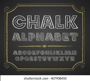 Hand drawn alphabet on chalkboard