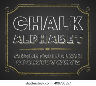 Hand drawn alphabet on chalkboard