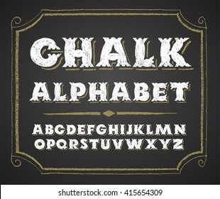 Hand drawn alphabet on chalkboard