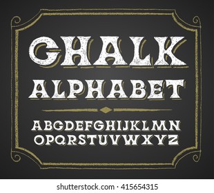 Hand drawn alphabet on chalkboard