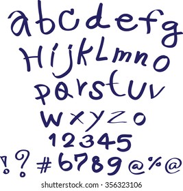 Hand drawn alphabet on graphic background