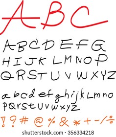 Hand drawn alphabet on graphic background.