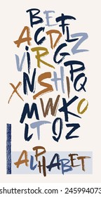 Hand drawn alphabet in retro style. ABC for your design. Letters of the alphabet written with a brush. Easy to use and edit letters.