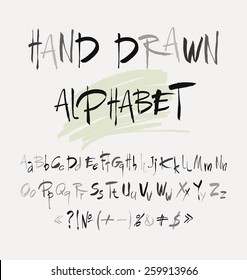 Hand drawn alphabet in retro style. ABC for your design. Letters of the alphabet written with a brush. Easy to use and edit letters.