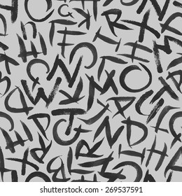 Hand drawn alphabet seamless vector pattern