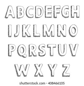Hand drawn alphabet set. Letters.