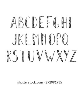 Hand Drawn Alphabet Set. Pencil Texture Handwriting Font. Vector Illustration.