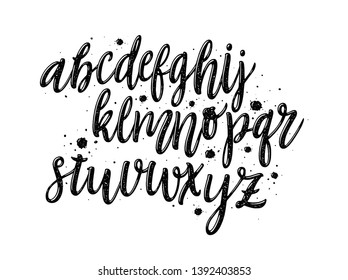 Hand drawn alphabet. Texture font isolated on white background. 