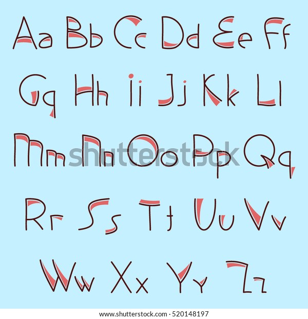 Hand Drawn Alphabet Uppercase Lowercase Vector Stok Vekt R Telifsiz Shutterstock