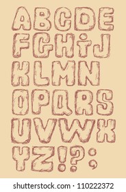 Hand drawn alphabet. Vector
