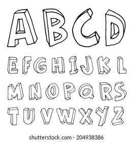 Hand drawn alphabet. vector
