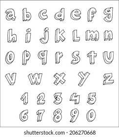 Hand drawn alphabet. vector
