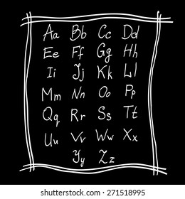 Hand drawn alphabet in vector. Doodle letters. Isolated characters.