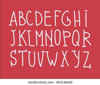 Hand drawn alphabet vector font. 