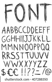 Hand drawn alphabet. Vector Illustration.