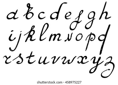 Hand drawn alphabet. Vector illustration. Brush painted letters.