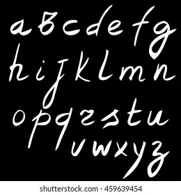 Hand drawn alphabet. Vector illustration. Brush painted letters.